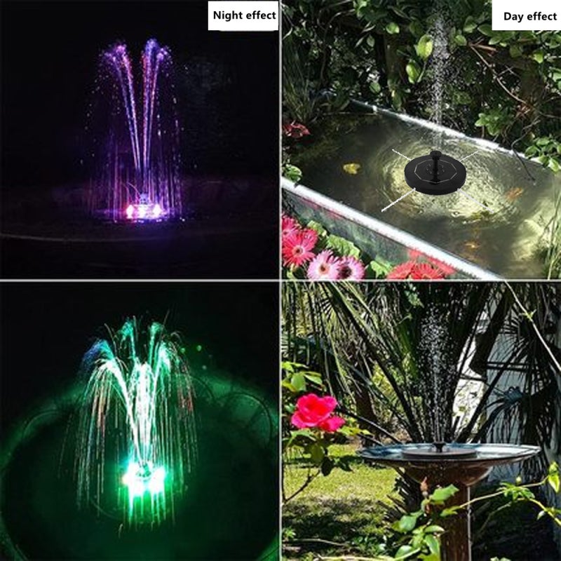 Solar Water Fountains: 3.5W Solar Panel, 100cm Spray Height - 8 LED Lights With 10 Vibrant Colors, 6 Interchangeable Nozzles For Outdoor Garden, Patio, Yard Use - Image 1