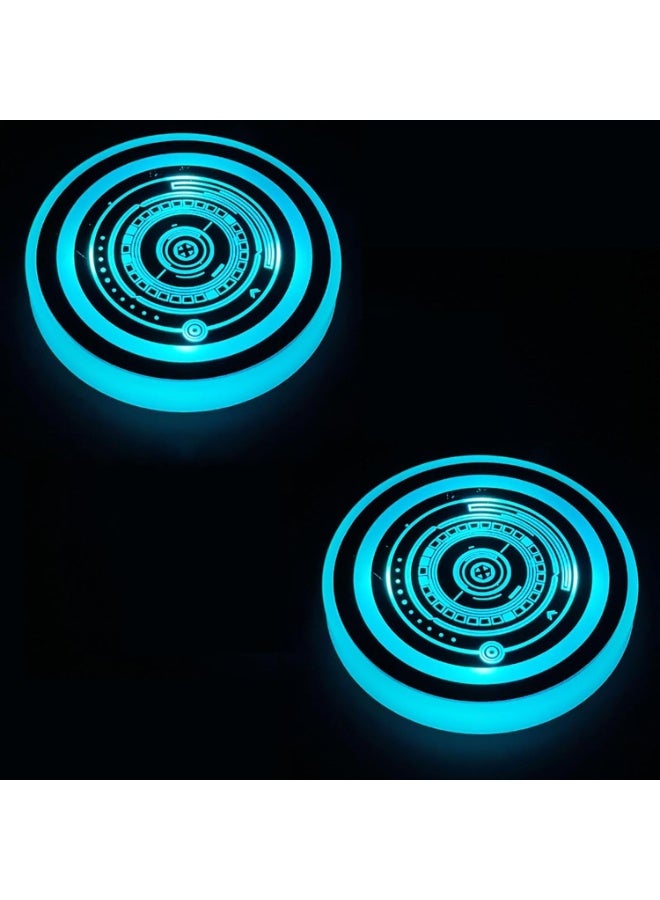 Light up Car Coasters for Cup Holders, LED Car Coasters with 7 Colors Changing, Rechargeable Smart Luminous Cup Holder Lights, USB Charging LED Drink Coasters, Interior Decoration, 2pcs - Image 1