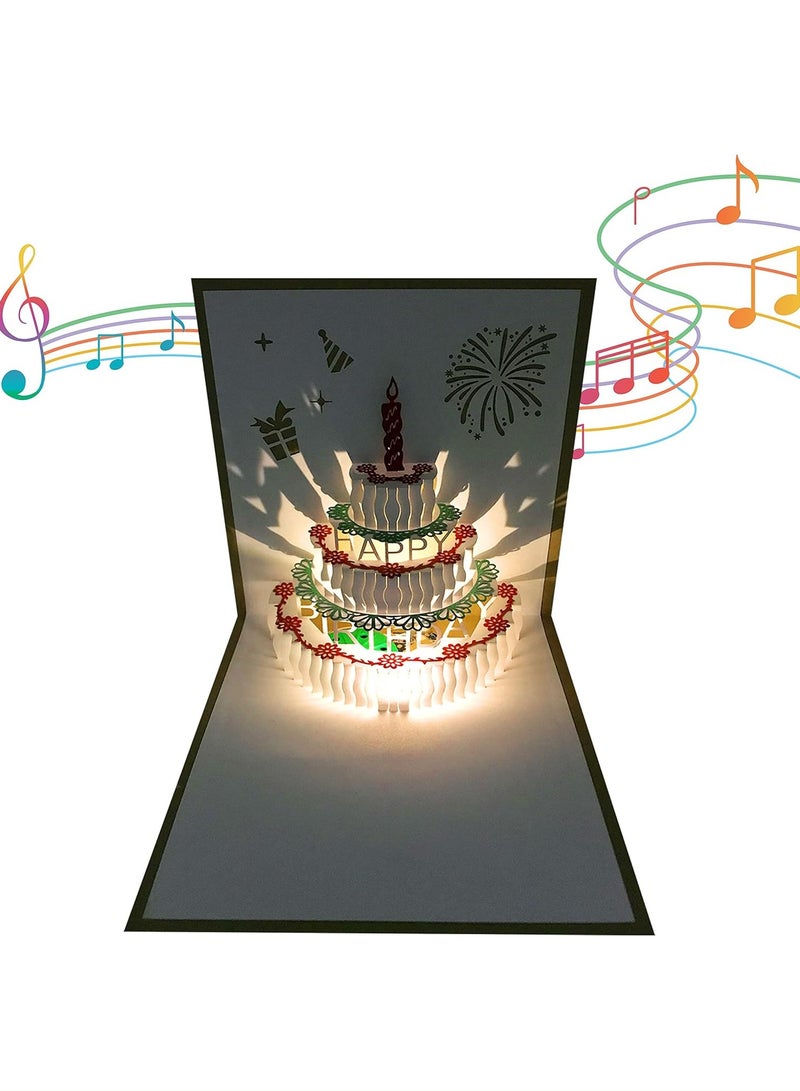 JoyousSto 3D Pop Up Birthday Cards,Warming LED Light Birthday Cake Music Happy Birthday Card Postcards Pop Up Greeting Cards Happy Birthday Cards Best for Mom,Wife,Sister,Boy,Girl,Friends - Image 2