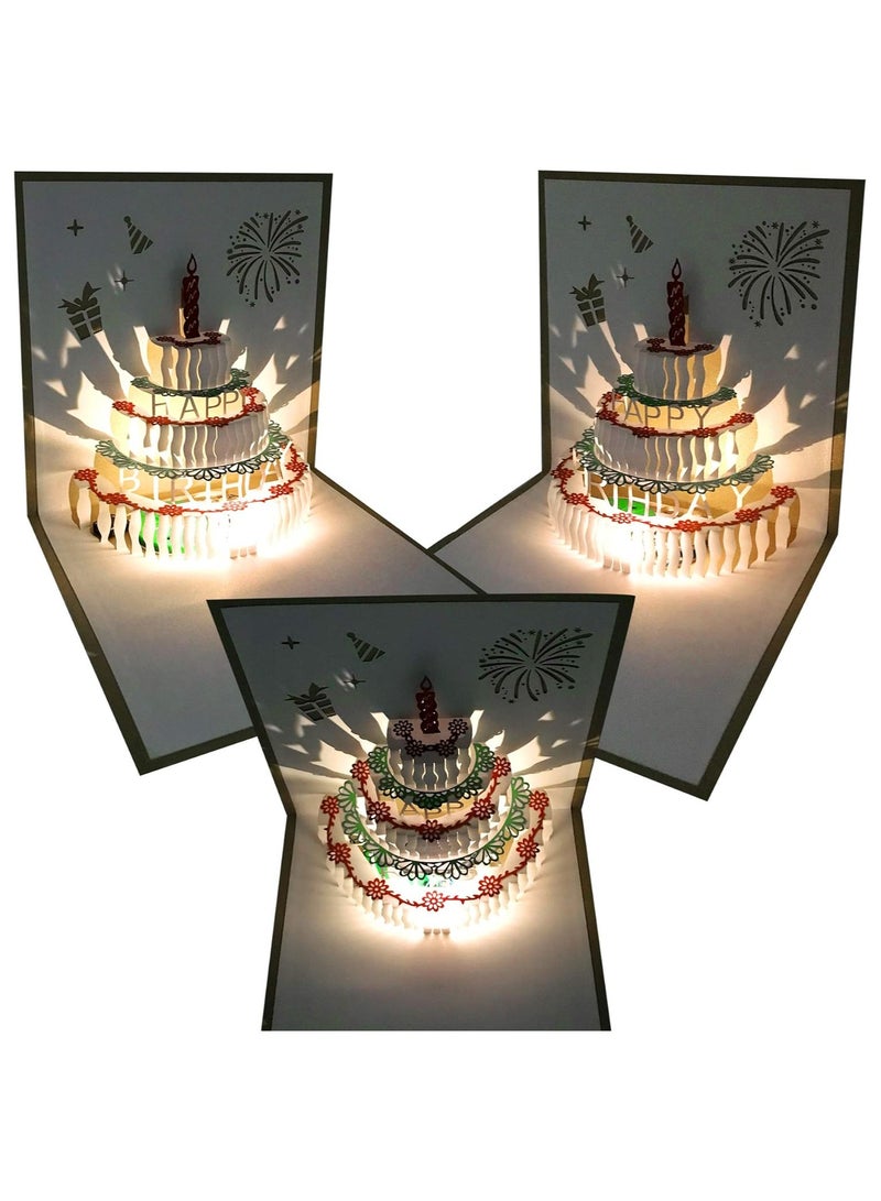 JoyousSto 3D Pop Up Birthday Cards,Warming LED Light Birthday Cake Music Happy Birthday Card Postcards Pop Up Greeting Cards Happy Birthday Cards Best for Mom,Wife,Sister,Boy,Girl,Friends - Image 3