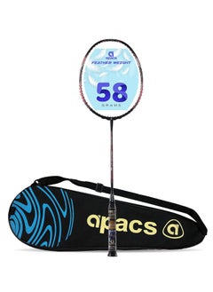 Feather Weight 55 Badminton Racket – 58g Ultra-Light, 30T Japan Graphite, Hexagon Throat, High-Speed Armor Frame, 30 lbs Tension, G2 Grip, Unstrung with Full Cover
