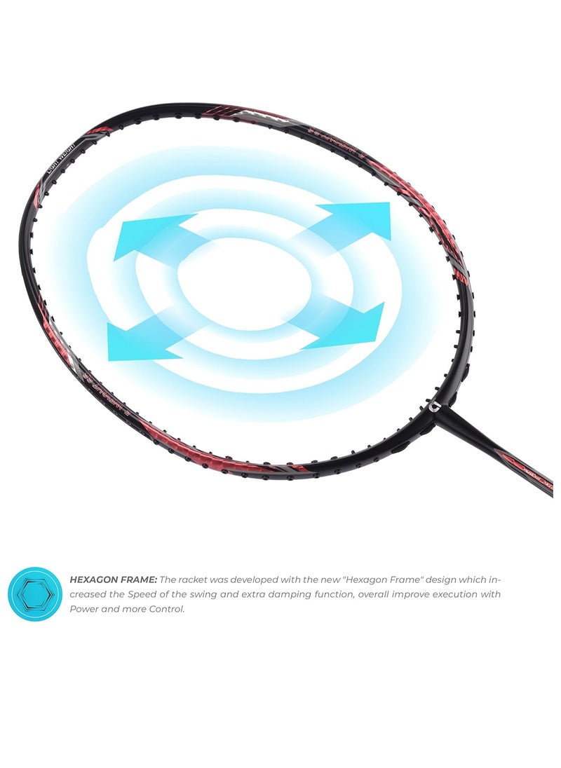 Apacs - Feather Weight 55 Badminton Racket – 58g Ultra-Light, 30T Japan Graphite, Hexagon Throat, High-Speed Armor Frame, 30 lbs Tension, G2 Grip, Unstrung with Full Cover - Image 1