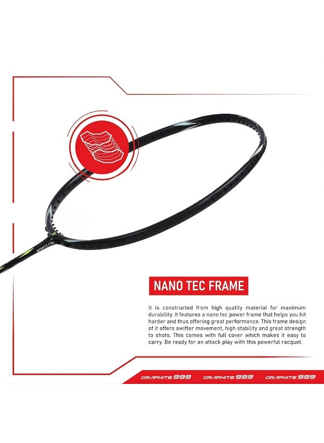 Apacs Graphite 999 Unstrung Badminton Racket – Ultra-Durable Japanese Graphite Frame, Lightweight, 30 LBS Max Tension, High-Speed Performance, Comfortable 4-inch Grip, Full Cover - Image 2