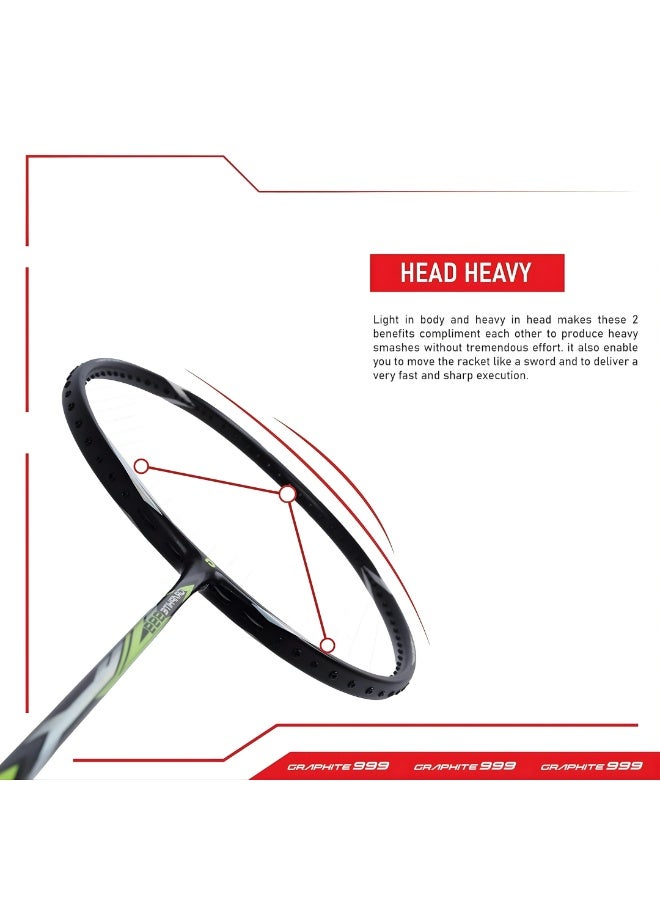 Apacs Graphite 999 Unstrung Badminton Racket – Ultra-Durable Japanese Graphite Frame, Lightweight, 30 LBS Max Tension, High-Speed Performance, Comfortable 4-inch Grip, Full Cover - Image 3