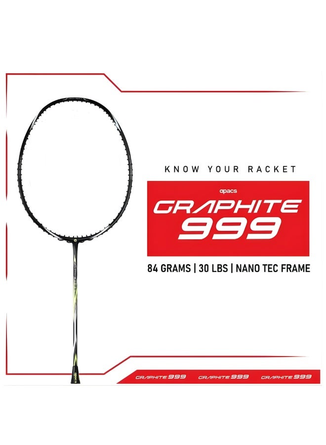 Apacs Graphite 999 Unstrung Badminton Racket – Ultra-Durable Japanese Graphite Frame, Lightweight, 30 LBS Max Tension, High-Speed Performance, Comfortable 4-inch Grip, Full Cover - Image 5