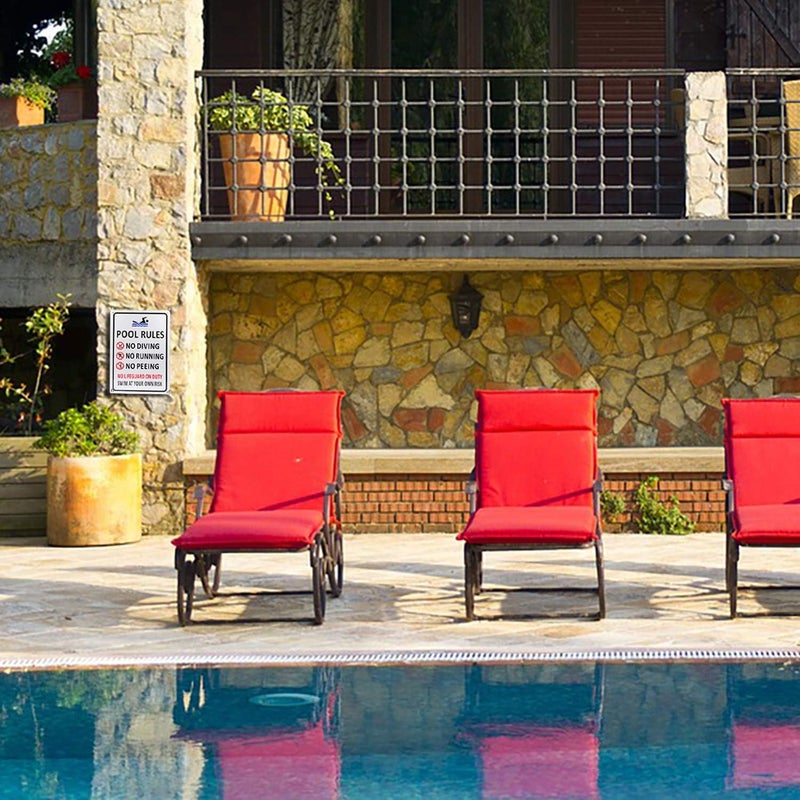 Kichwit Pool Rules Sign, Swim At Your Own Risk, No Diving, No Running, No Peeing, No Lifeguard on Duty, Aluminum Swimming Pool Safety Sign, Weather Resistant, 9.4 x 13.4 Inches, Silver - Image 4