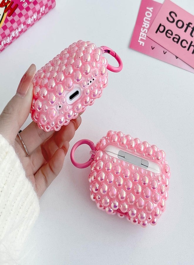 Olytop Cute Pearls Case for Airpods 4 Case Girls Women, Soft Handmade Glitter Beads Airpods 4th Generation Protective Cover with Cleaner Pen&Keychian for Air Pod Gen 4, Pink - Image 4