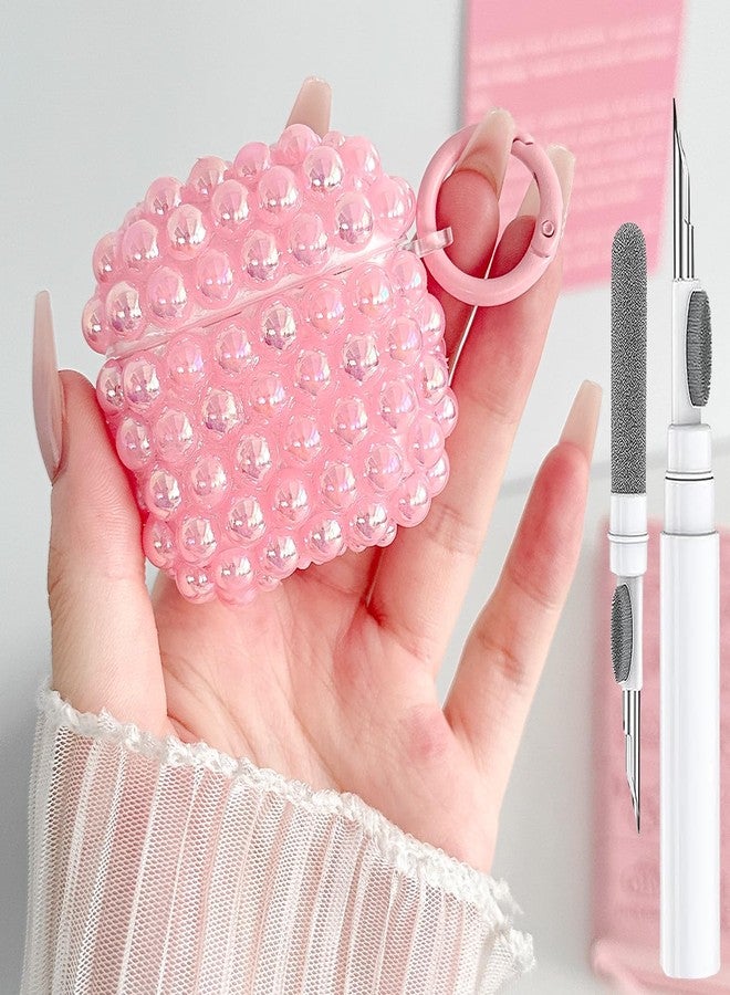 Olytop Cute Pearls Case for Airpods 4 Case Girls Women, Soft Handmade Glitter Beads Airpods 4th Generation Protective Cover with Cleaner Pen&Keychian for Air Pod Gen 4, Pink - Image 1