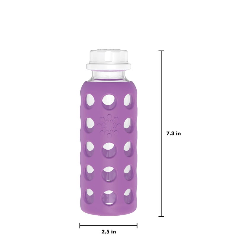 Lifefactory 9-Ounce BPA-Free Glass Water Bottle with Flat Cap and Silicone Sleeve, Grape - Image 2