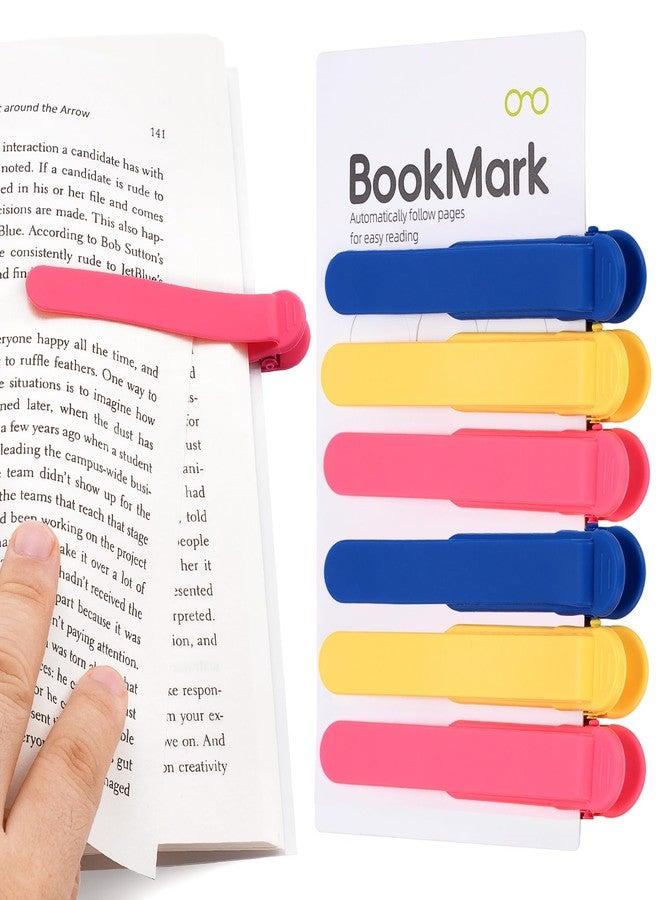PICcircuit 6 PCS Automatic Bookmark, Smart Bookmarks for Women Men Book Accessories Silicone Book Mark Bible Book Markers Book Marks for Reading Book Lovers Gifts Bookish Gifts Birthday Party Favors, Blue - Image 1