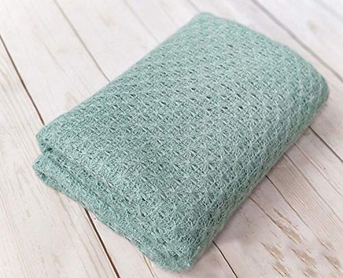 Honra Orraphtstu 2Pcs Props for Newborn Photoshoot Mohair Wrap Headband Baby Photo Posing Photography Knit Textured Stretchy (Wrap only, Green) - Image 3
