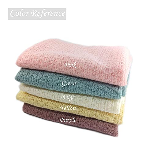 Honra Orraphtstu 2Pcs Props for Newborn Photoshoot Mohair Wrap Headband Baby Photo Posing Photography Knit Textured Stretchy (Wrap only, Green) - Image 5