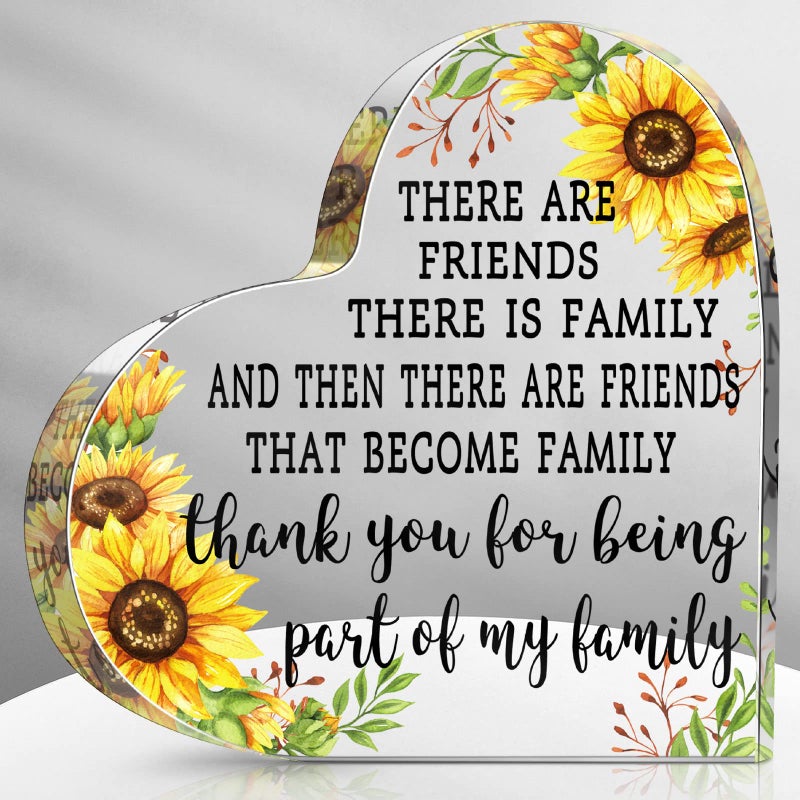 Chunful Gift for Friend Friendship Gift for Woman Birthday Gifts for Friend Going Away Gifts Plaque for Coworker Woman Retirement Gifts Acrylic Heart for Friendship Keepsake Decor (Sunflower)  - Image 1