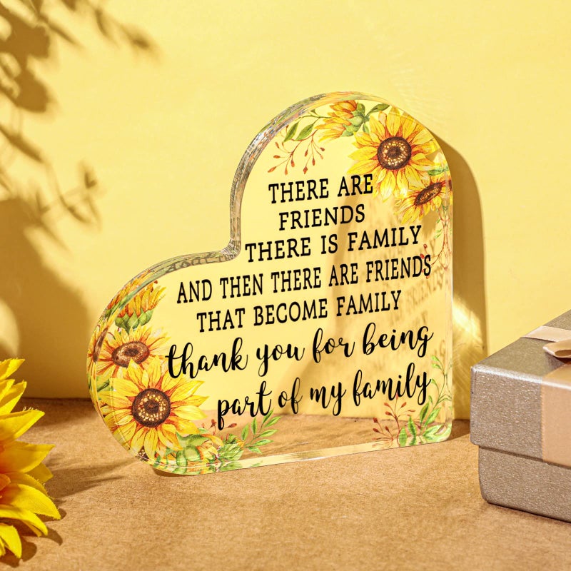 Chunful Gift for Friend Friendship Gift for Woman Birthday Gifts for Friend Going Away Gifts Plaque for Coworker Woman Retirement Gifts Acrylic Heart for Friendship Keepsake Decor (Sunflower)  - Image 5