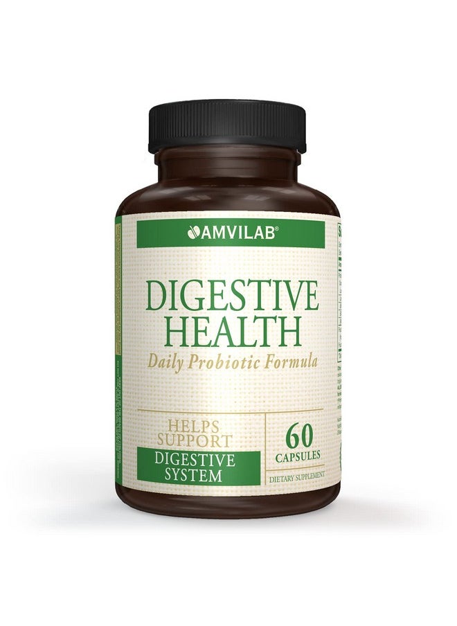 AMVILAB - Digestive Health Supplement Daily Probiotic 7 Billion Cfus Per Capsule 5 Essential Strains Including Lactobacillus Gg. Supports Intestinal And Immune Health. 60 Capsules - Image 1