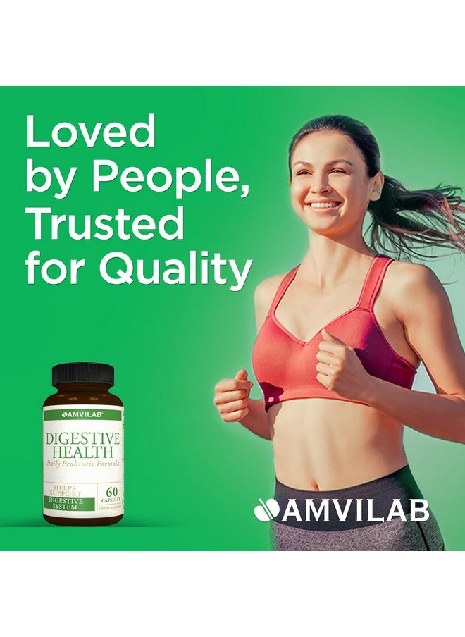AMVILAB - Digestive Health Supplement Daily Probiotic 7 Billion Cfus Per Capsule 5 Essential Strains Including Lactobacillus Gg. Supports Intestinal And Immune Health. 60 Capsules - Image 1