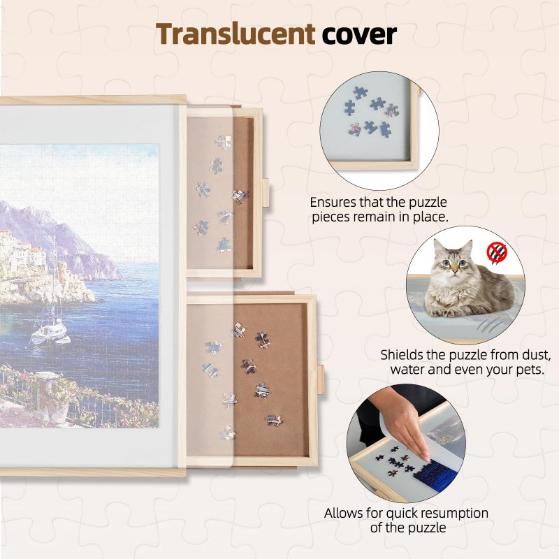 ALL4JIG 1500 Pieces 2-in-1 Tilting & Rotating Puzzle Board for Adults Gifts, Wooden Jigsaw Puzzle Table with 4 Drawers, Portable Board with Lazy Susan and Cover, 25.2" x 34.2" - Image 5