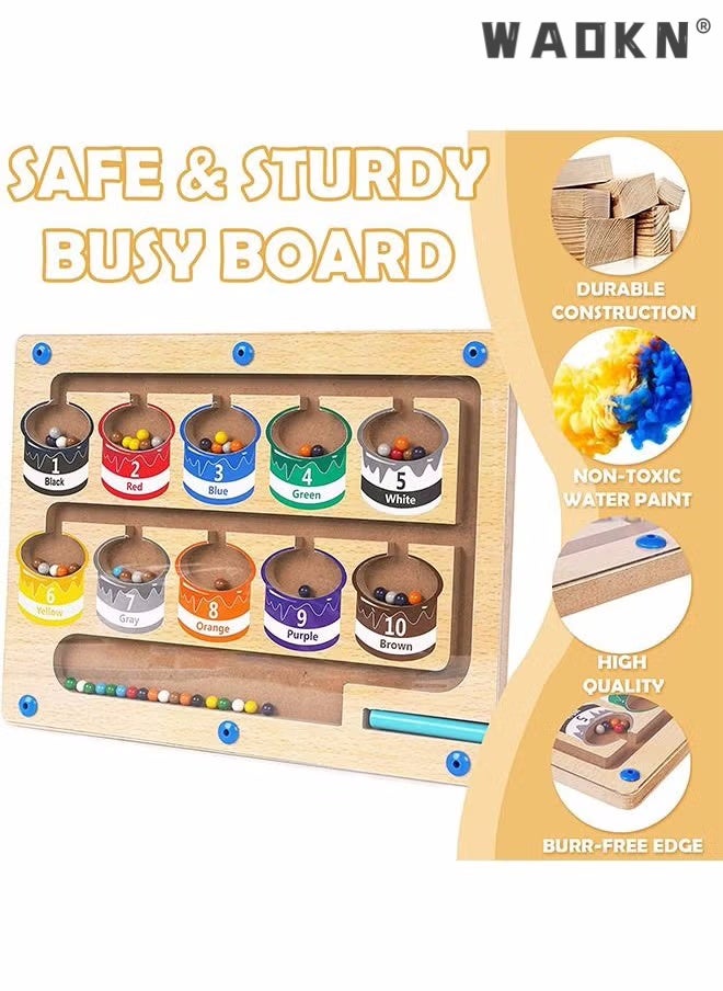 Magnetic Color and Number Maze,Montessori Educational Wooden Magnet Puzzle Game Board for Toddlers,Toddler Activities Counting Matching Games,Learning Fine Motor Skills for Preschoolers