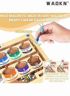 WAOKN Magnetic Color and Number Maze,Montessori Educational Wooden Magnet Puzzle Game Board for Toddlers,Toddler Activities Counting Matching Games,Learning Fine Motor Skills for Preschoolers  - Image 5