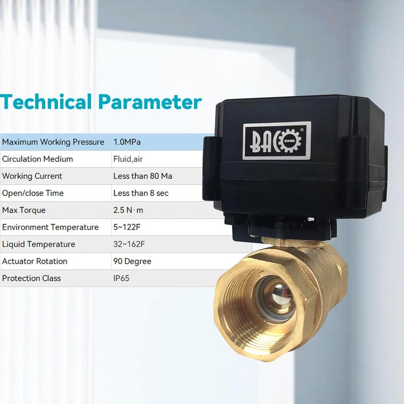 BACOENG Motorized Ball Valve, 2 Wire Auto Return 1" Brass Electrical Ball Valve - Image 5