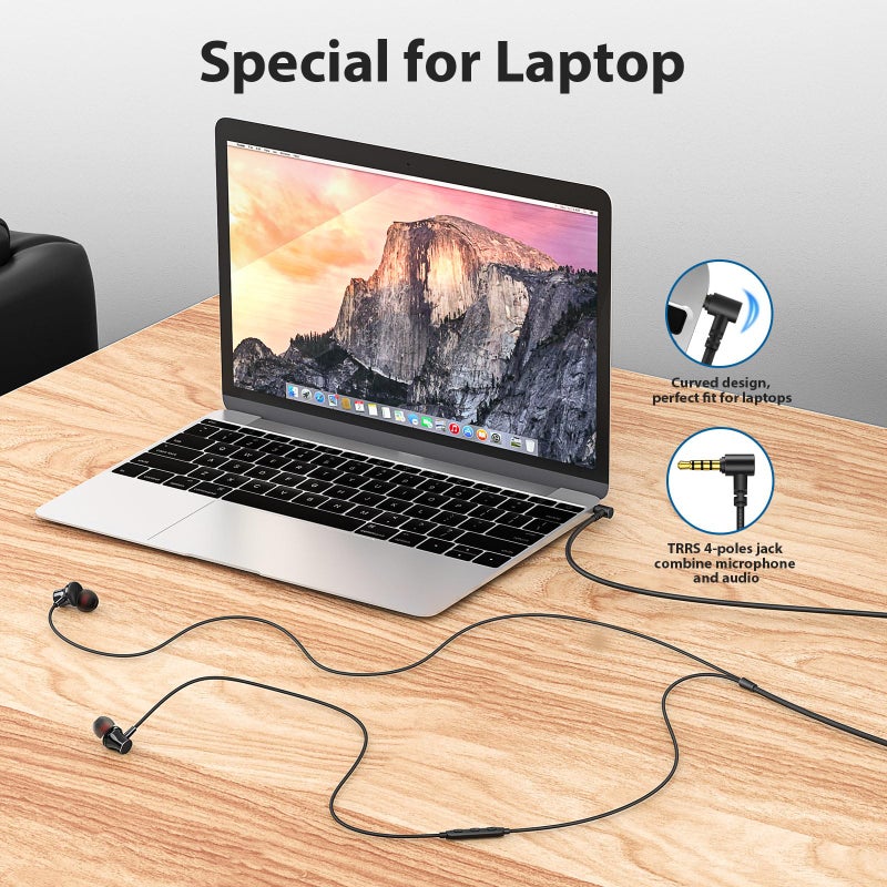 ASKUBSKU Wired Headphones Earphones for Laptop PC Chromebook Noise Isolating Ear Buds with 3.5mm Plug in Audio Jack Microphone HiFi Stereo Clear Call Volume Control for Kindle Fire/Switch/Android/MP3 School - Image 2