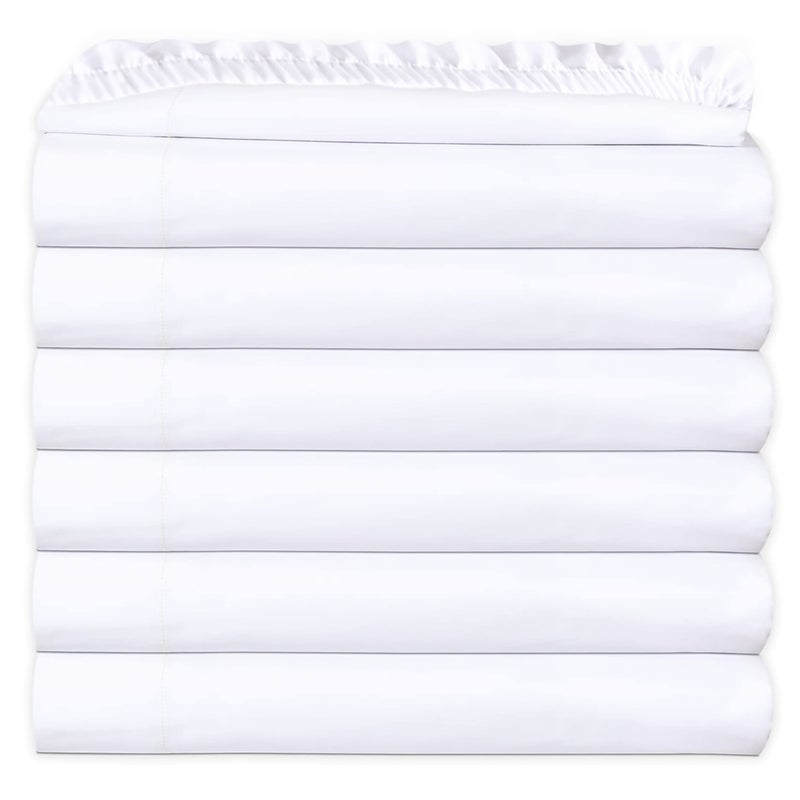 GOLD TEXTILES GOLD TEXTILES Queen White Fitted Sheets Pack of 6 60x8015 Inches Polycotton T200 Percale Weave  Economy Bed Sheet for Home Bedding Hospital Massage Table Hotel Easy Care Soft Feel 6 Queen 