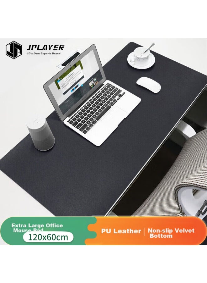 Jplayer Mouse Pad, Extra Large Office Desk Pad, Laptop Pad, Keyboard Pad, Home Office Writing Desk Pad, Waterproof Pad, Leather, Dirt-resistant, Customizable, Black, 120*60cm - Image 1