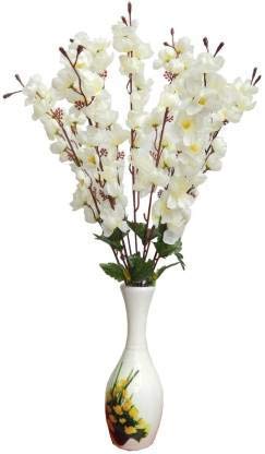 Coolkart Faux Silk White Orchid Artificial Flowers (Pack Of 1 Bunch) Made In India - Image 2
