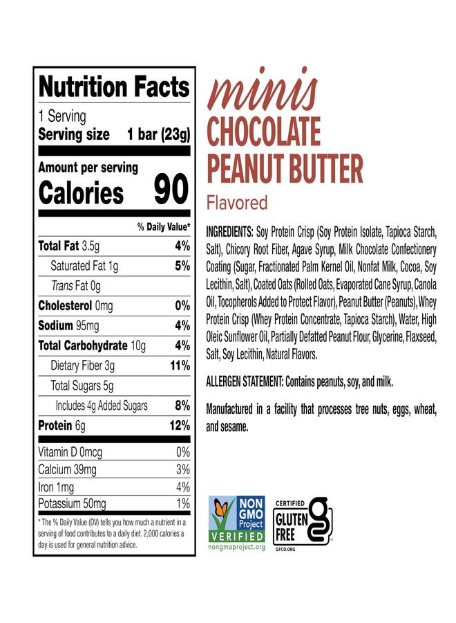 Ready® Clean Minis Protein Bars – Healthy Snack Bars with Whey Protein & Fiber | Gluten-Free, Non-GMO, On-the-Go Snack for Kids & Adults | 90 Cal Energy Bites | Chocolate Peanut Butter (20 bars) - Image 3