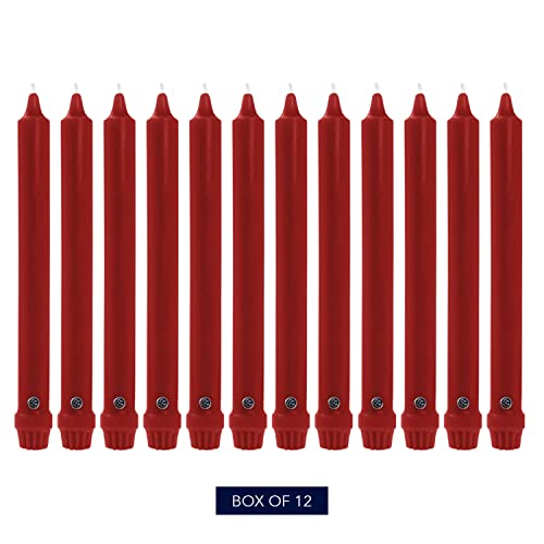 Colonial Candle Unscented Taper Candle, Classic Collection, Red, 8 In, Pack of 12 - Up to 6 Hours Burn - Image 2