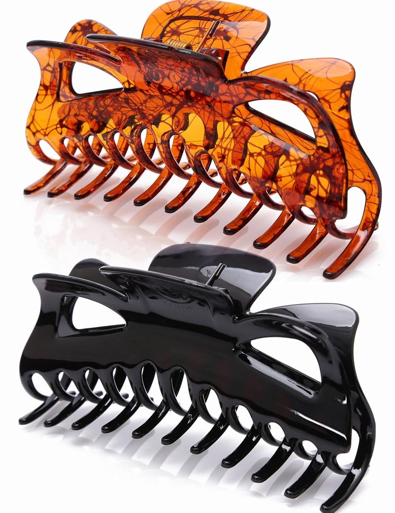 Prettyou Thick Hair Super Large Clips Crystal Plastic Claw Clamps Hairgrips Clips Accessories for Women 2 pack A