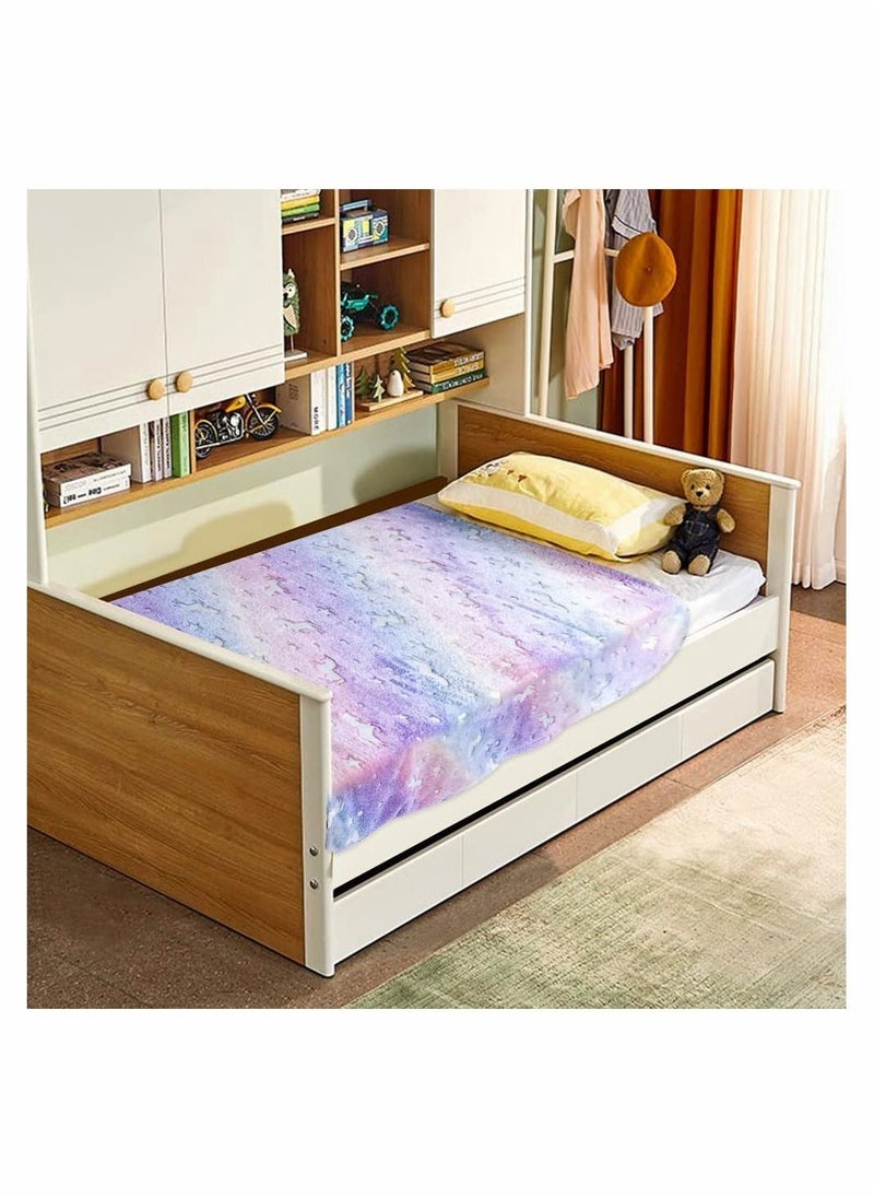 Glow in The Dark Throw Blanket Super Soft Flannel Fleece Blanket 100 x 150cm Warm Cozy Furry Blanket for Kids Decorated with Stars and Horse Holiday Birthday Gift for Kids Girls Boys Teens - Image 5