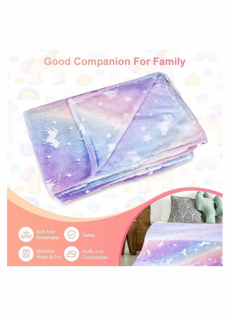Glow in The Dark Throw Blanket Super Soft Flannel Fleece Blanket 100 x 150cm Warm Cozy Furry Blanket for Kids Decorated with Stars and Horse Holiday Birthday Gift for Kids Girls Boys Teens - Image 4
