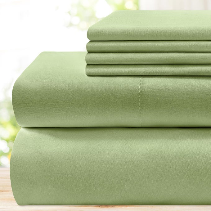 6 PIECES BED SHEETS SETFULL SAGE GREEN HOTEL LUXURY SUPER SOFT 1800 THREAD COUNT 100 MICROFIBER SHEETS WITH DEEP POCKETS WRINKLE FADE RESISTANT