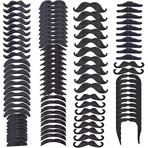 GooDay 60 Pcs Fake Mustache Fake Beard Face Mustaches Novelty Self Adhesive Mustaches Hairy Black Mustaches Costume Facial Hair False Mustaches Mexican for Adults Birthday Christmas Halloween Party - Image 1