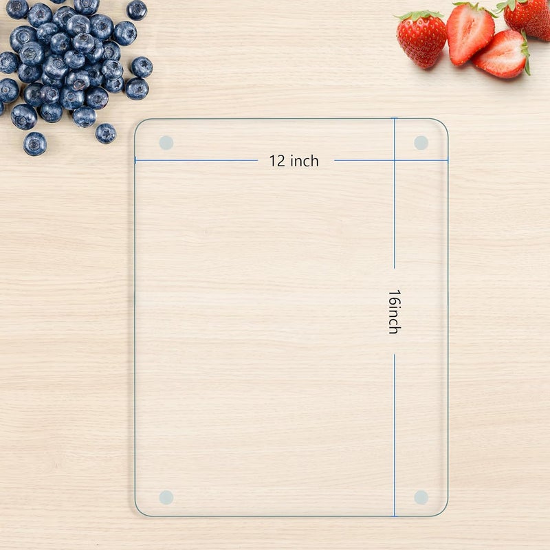FUIJOL Tempered Glass Cutting Boards for Kitchen Counter, Clear Cutting Board for Countertop with Non-Slip Feet – Heat, Scratch, Shatter Resistant, Easy to Clean, 12x16" - Image 3