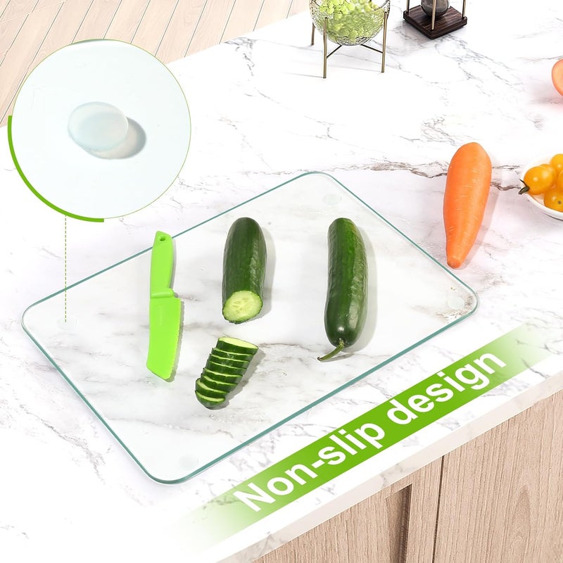 FUIJOL Tempered Glass Cutting Boards for Kitchen Counter, Clear Cutting Board for Countertop with Non-Slip Feet – Heat, Scratch, Shatter Resistant, Easy to Clean, 12x16" - Image 4