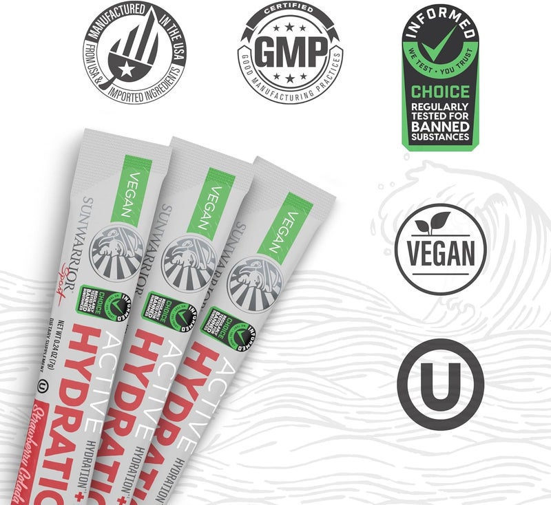 Sunwarrior Hydration Powder Electrolyte Packets Powder  Strawberry Colada Flavored  18 Stick Packs 126g Pouch  Vegan and PlantBased Sugar Free  B12 Elderberry and Electrolytes  Active Hydration - Image 3