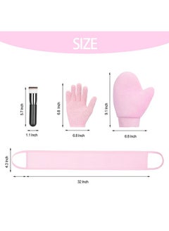 UNIMEIX UNIMEIX 4 Pack Self Tanning Mitt Applicator Kit Set Self Tan Back Applicator with Self Tanning Glove for Self Tan Mitt Mini Self Tan Glove and Sunscreen Brush (Pink)  - Image 2