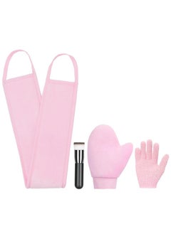 UNIMEIX UNIMEIX 4 Pack Self Tanning Mitt Applicator Kit Set Self Tan Back Applicator with Self Tanning Glove for Self Tan Mitt Mini Self Tan Glove and Sunscreen Brush (Pink)  - Image 1