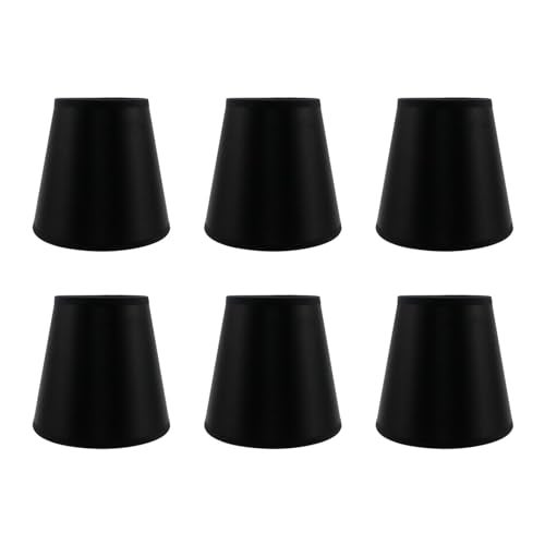 Tsnamay 6Pcs Small Lamp Shades Clip on Bulb,Handmade Chandelier Shades for Chandelier Lampshade, Black - Image 1