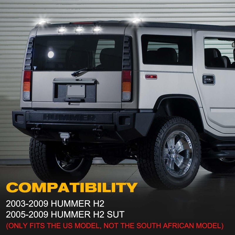 Gempro White LED Cab Roof Marker Lights Front Back Top Clearance Running Lights Kits Compatible with 2003-2009 Hummer H2 SUT Smoked Len, 10PCS - Image 2