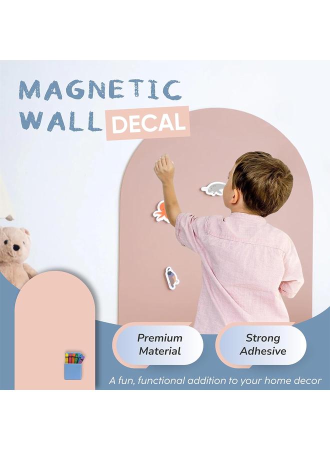 ملصق جدار مقوس مغناطيسي - لوح طباشيري 100 × 44.5 سم يلصق بنزع - ورق حائط مغناطيسي لغرفة لعب الأطفال، المنزل، أو الفصل الدراسي - Image 2