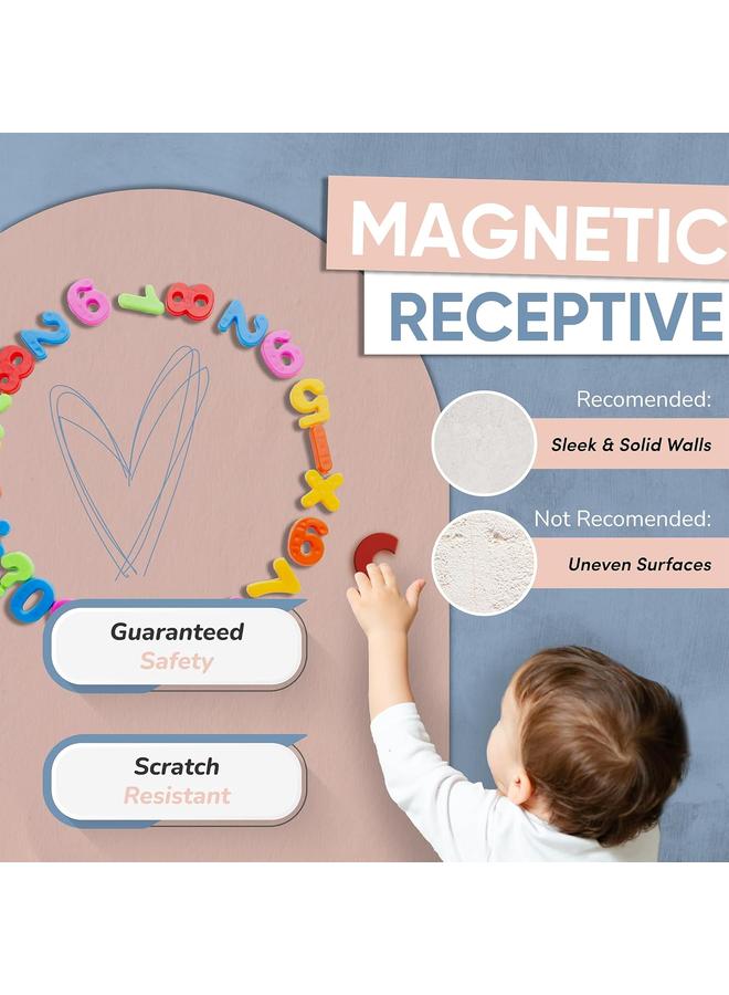 ملصق جدار مقوس مغناطيسي - لوح طباشيري 100 × 44.5 سم يلصق بنزع - ورق حائط مغناطيسي لغرفة لعب الأطفال، المنزل، أو الفصل الدراسي - Image 5