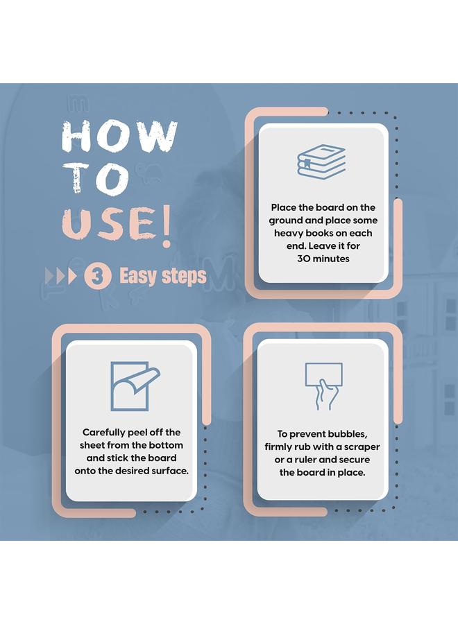 ملصق جدار مقوس مغناطيسي - لوح طباشيري 100 × 44.5 سم يلصق بنزع - ورق حائط مغناطيسي لغرفة لعب الأطفال، المنزل، أو الفصل الدراسي - Image 3