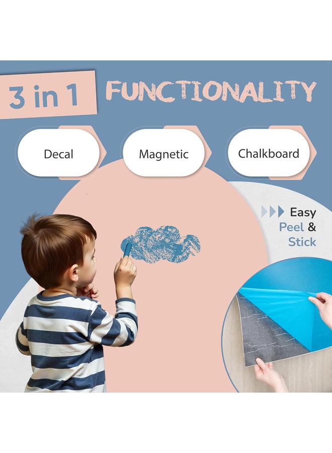ملصق جدار مقوس مغناطيسي - لوح طباشيري 100 × 44.5 سم يلصق بنزع - ورق حائط مغناطيسي لغرفة لعب الأطفال، المنزل، أو الفصل الدراسي - Image 4