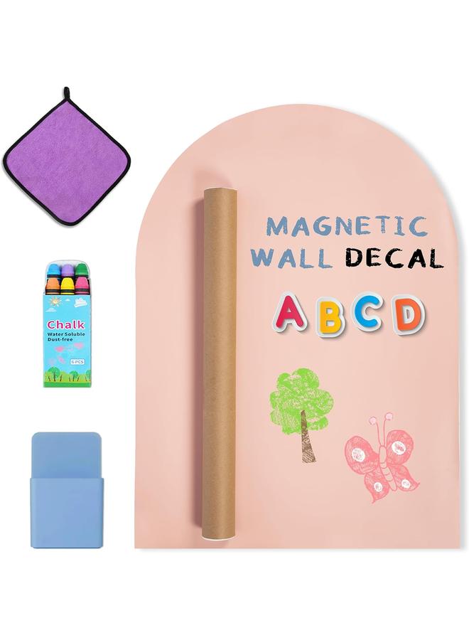 ملصق جدار مقوس مغناطيسي - لوح طباشيري 100 × 44.5 سم يلصق بنزع - ورق حائط مغناطيسي لغرفة لعب الأطفال، المنزل، أو الفصل الدراسي - Image 1