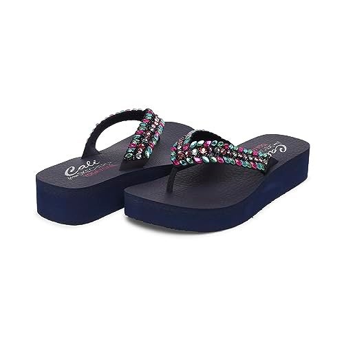 Skechers Womens Vinyasa - Lovely Oasis Casual Sandals Vegan Glittering Mini Crystal All Over Detailing On Upper Navy Blue - 6 Uk (119633) - Image 5