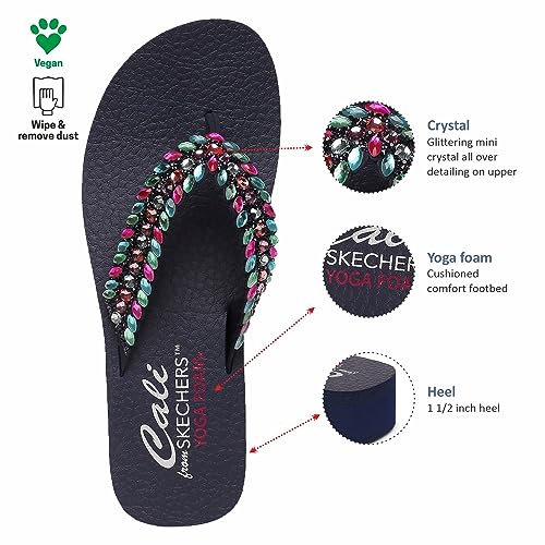 Skechers Womens Vinyasa - Lovely Oasis Casual Sandals Vegan Glittering Mini Crystal All Over Detailing On Upper Navy Blue - 6 Uk (119633) - Image 4