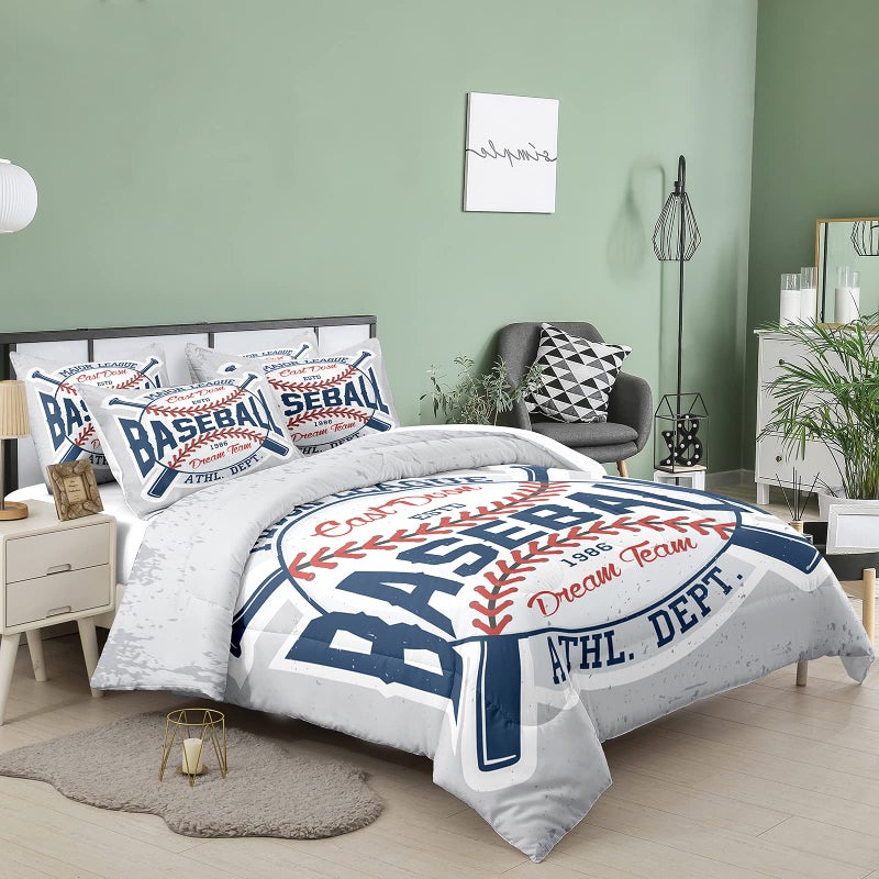 Bodhi Boys Comforter Set Full Size Sports Comforter for Boys Baseball Comforter Set Full Baseball Bedding Set for Kids Teen Comforter Bedding Set Full with Pillowcases - Image 2